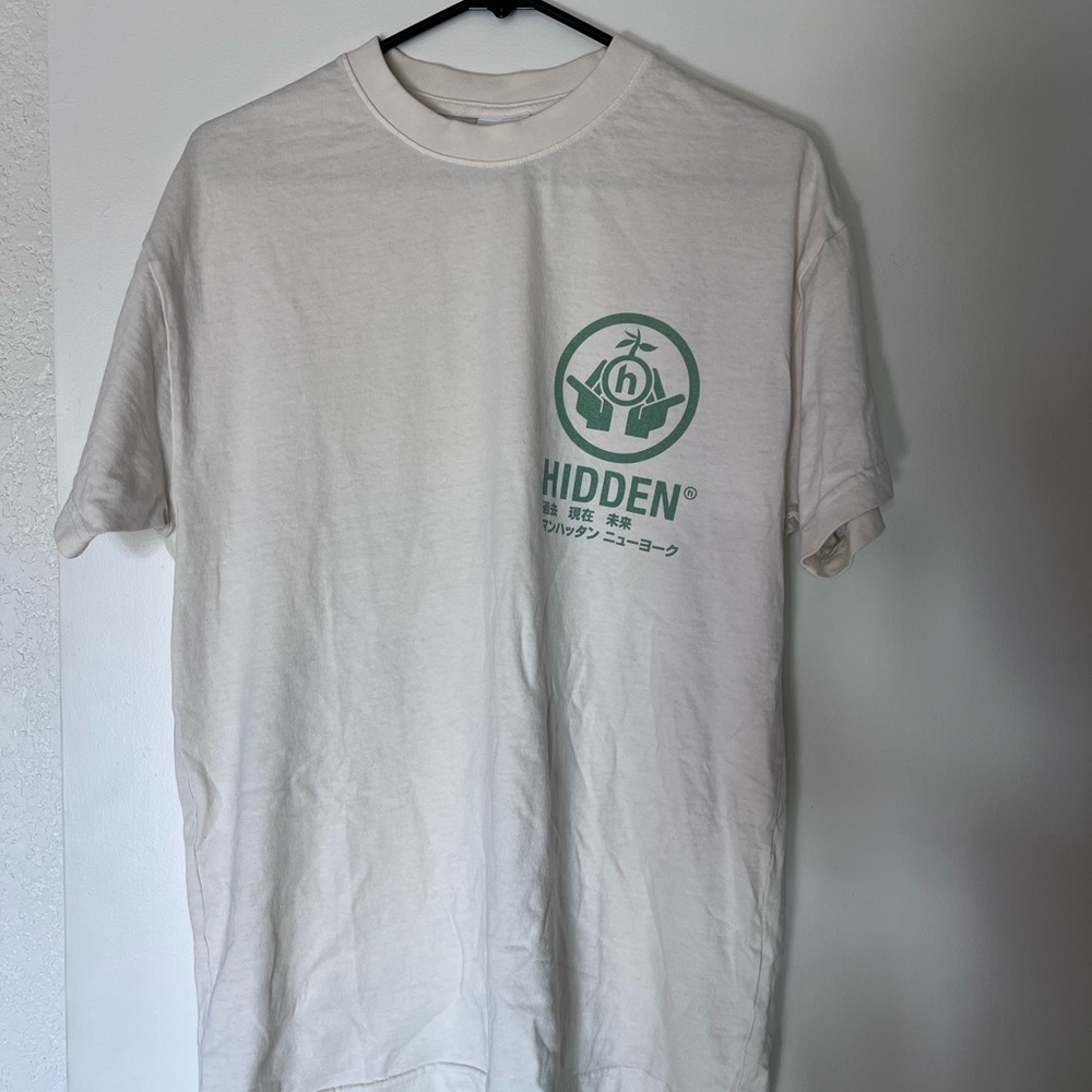 Hidden White Tee with Green Logo